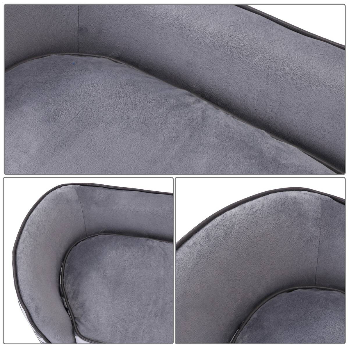 PawHut Hundebett grau Holz B/H/L: ca. 41x33,5x67 cm