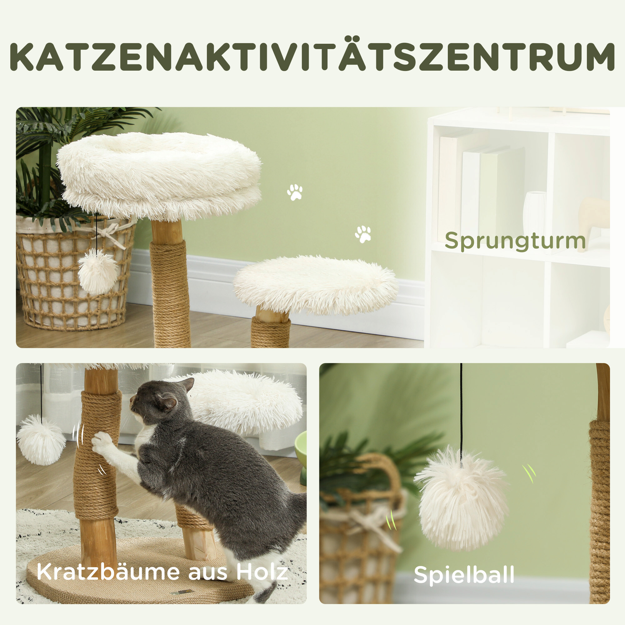 PawHut Kratzbaum weiß Holz B/H/L: ca. 47x61,5x50 cm