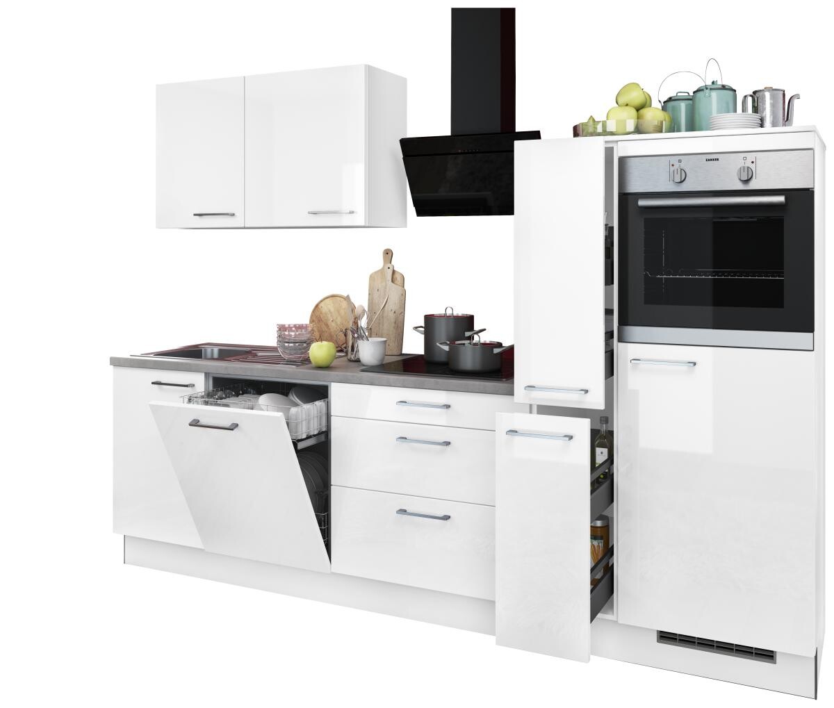 artego Küchenblock Eco weiß Lack Hochglanz B/T: ca. 280x60 cm