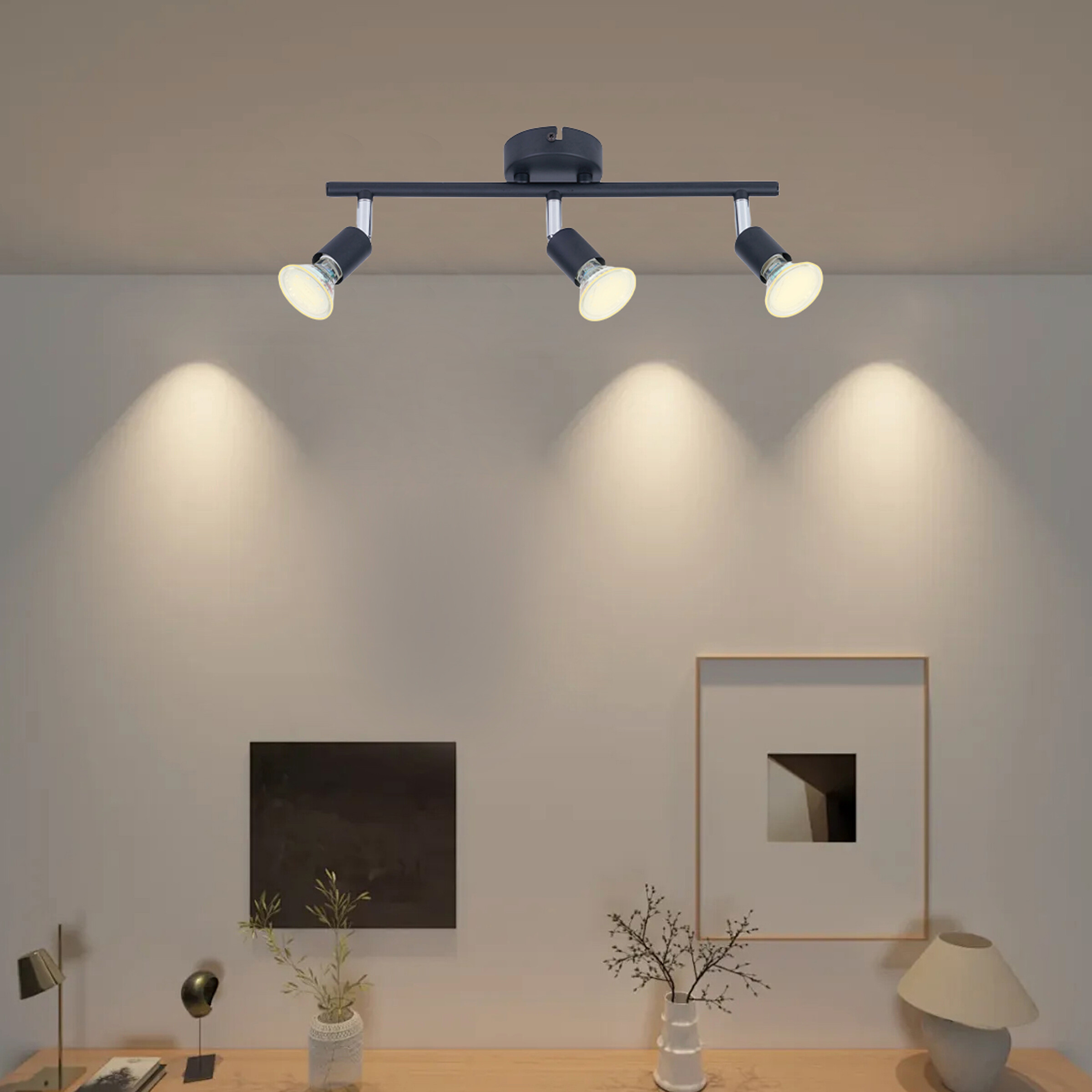 POCOline Spotbalken Boris schwarz B/H/L: ca. 10x8x36 cm 3 Brennstellen