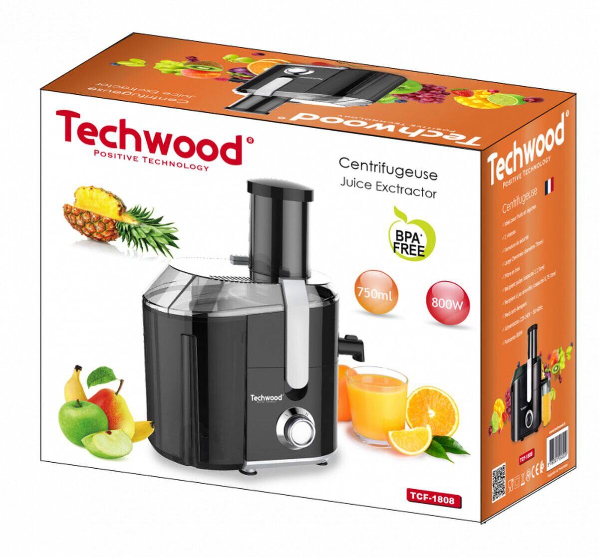 Techwood Entsafter TCF1808 schwarz Metall Kunststoff B/H/L: ca. 33x36x19 cm ca. 2,2 l