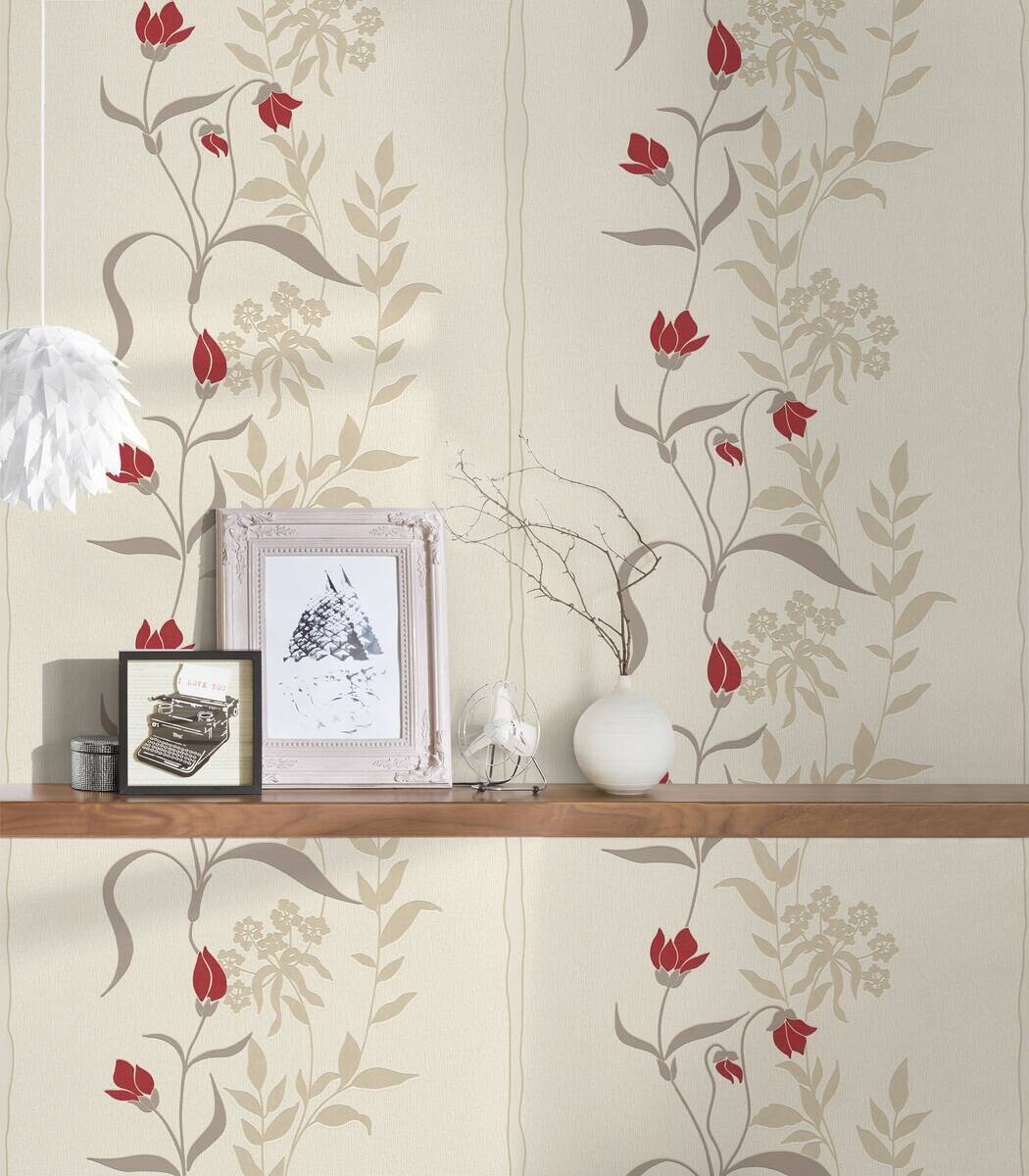 Livingwalls Vliestapete Best of Vlies Floral creme B/L: ca. 53x1005 cm