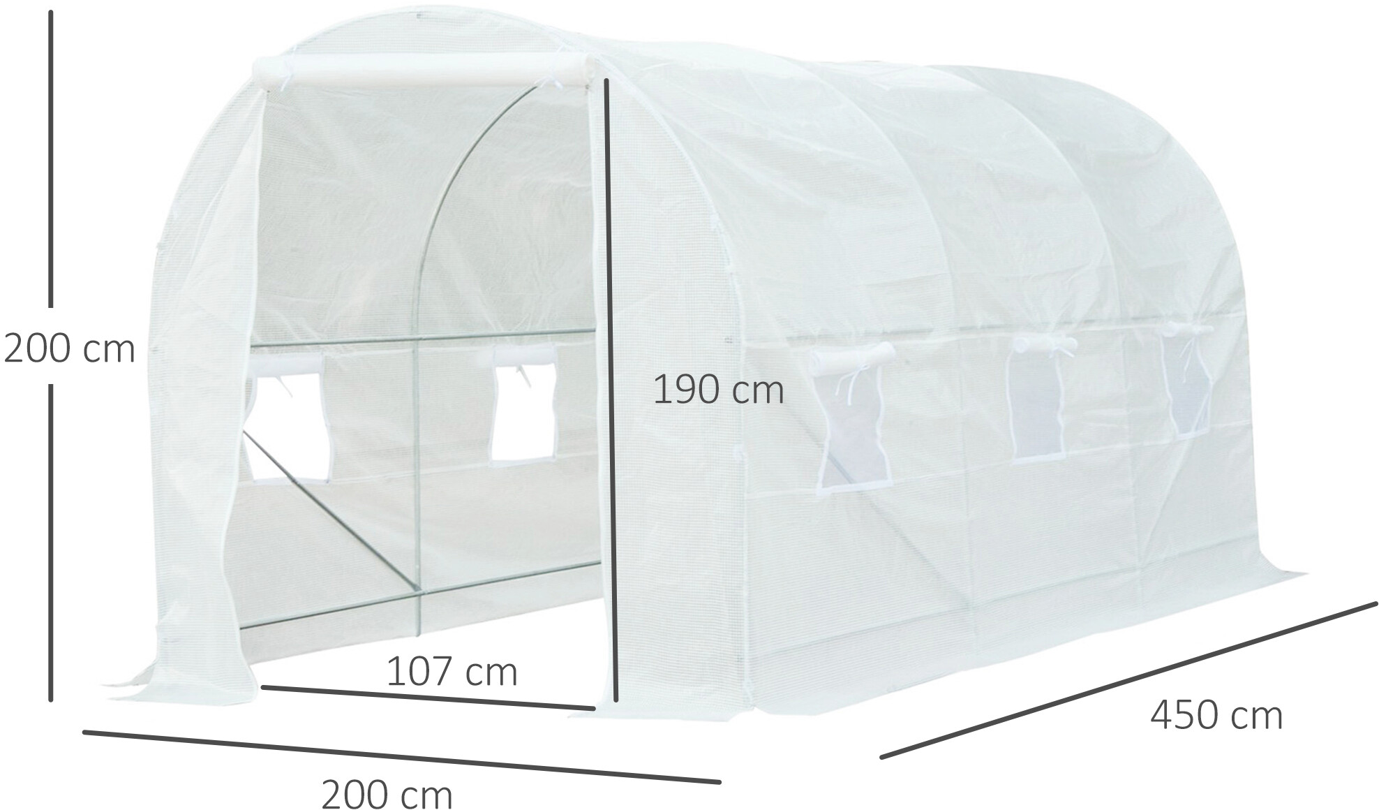 Outsunny Foliengewächshaus B/H/L: ca. 200x200x450 cm