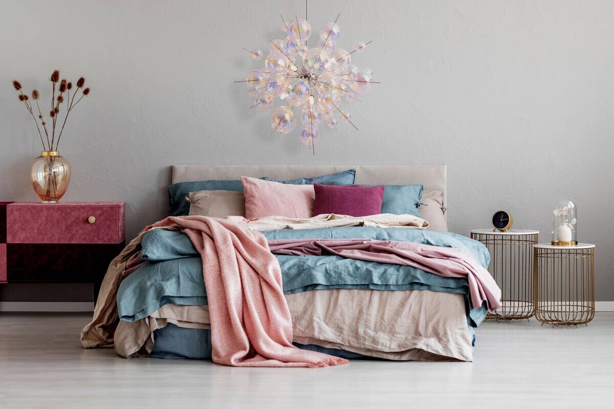 Näve Leuchten Pendelleuchte 7026430 multicolor Glas Metall B/H/T: ca. 65x65x65 cm G9 10 Brennstellen