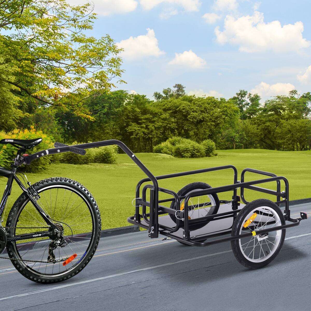 HOMCOM Fahrradanhänger schwarz schwarz B/H/L: ca. 71,5x155x77 cm