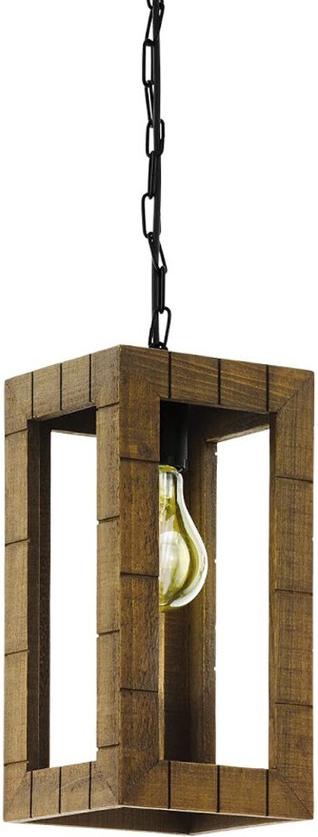 Eglo Pendelleuchte Takhira braun schwarz Metall Holz B/H/L: ca. 17x110x17 cm E27 1 Brennstellen