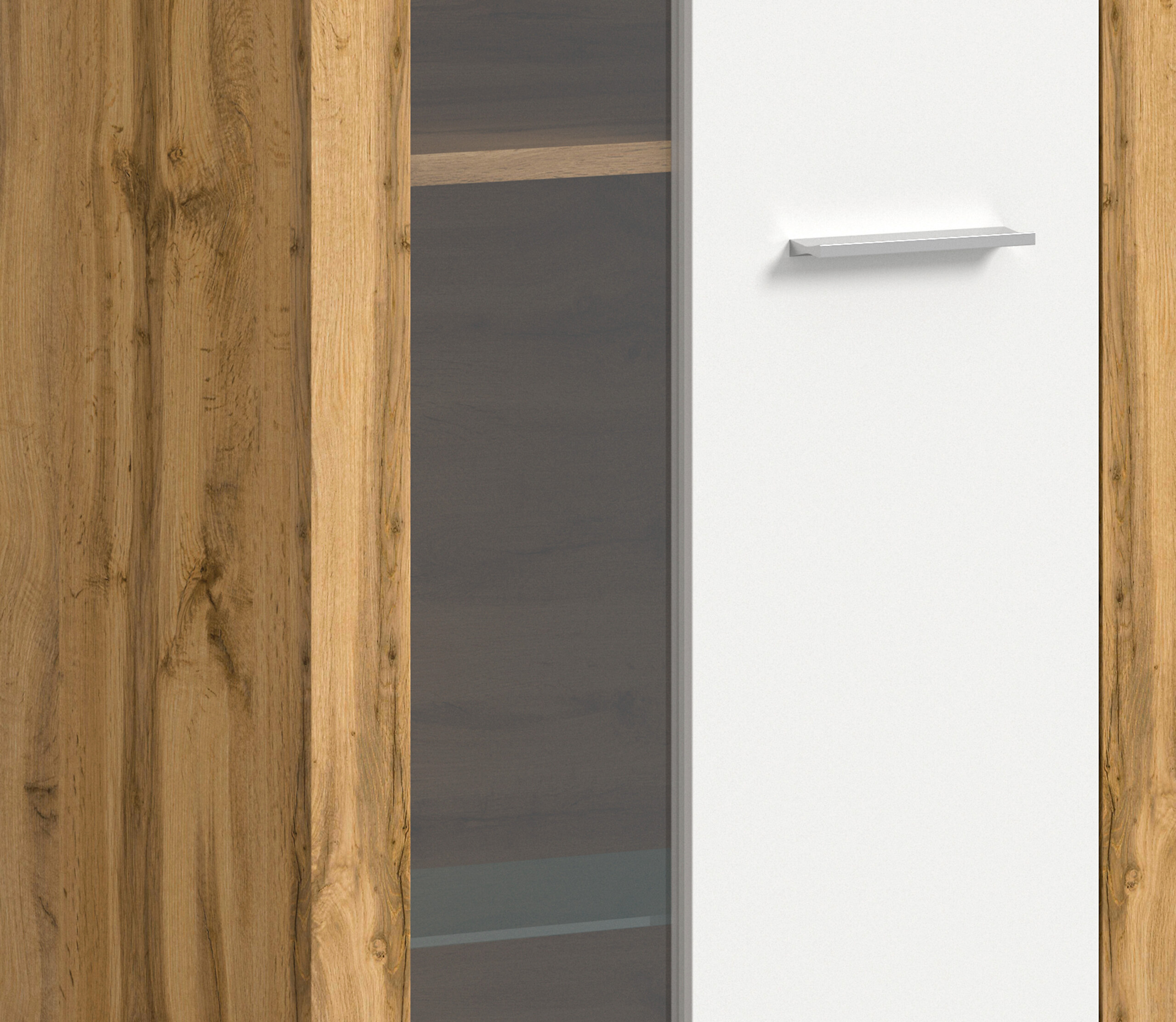 Vitrine Jam Eiche Wotan Nachbildung weiß B/H/T: ca. 60x159x35 cm