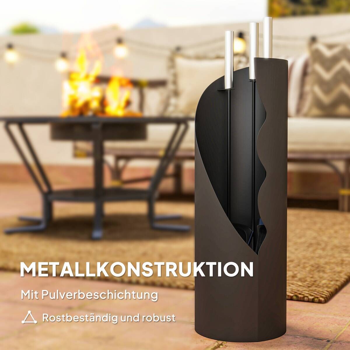 Outsunny Kaminbesteck schwarz B/H/L: ca. 20x65x20 cm