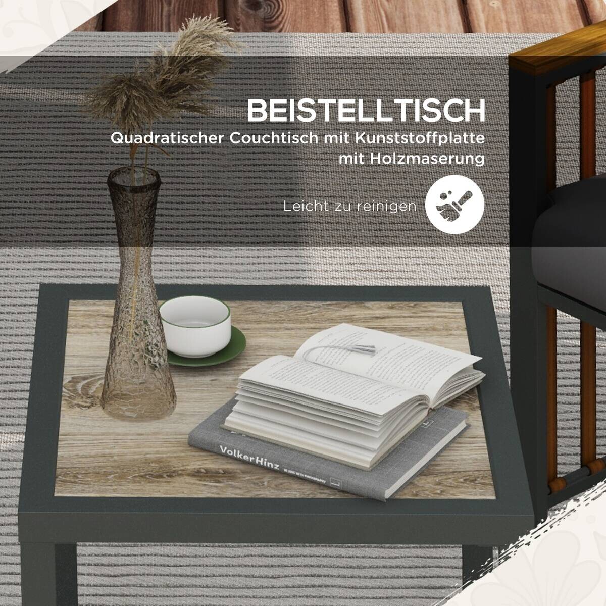 Outsunny Sitzgruppe grau Polyrattan B/H/L: ca. 68x66x68 cm