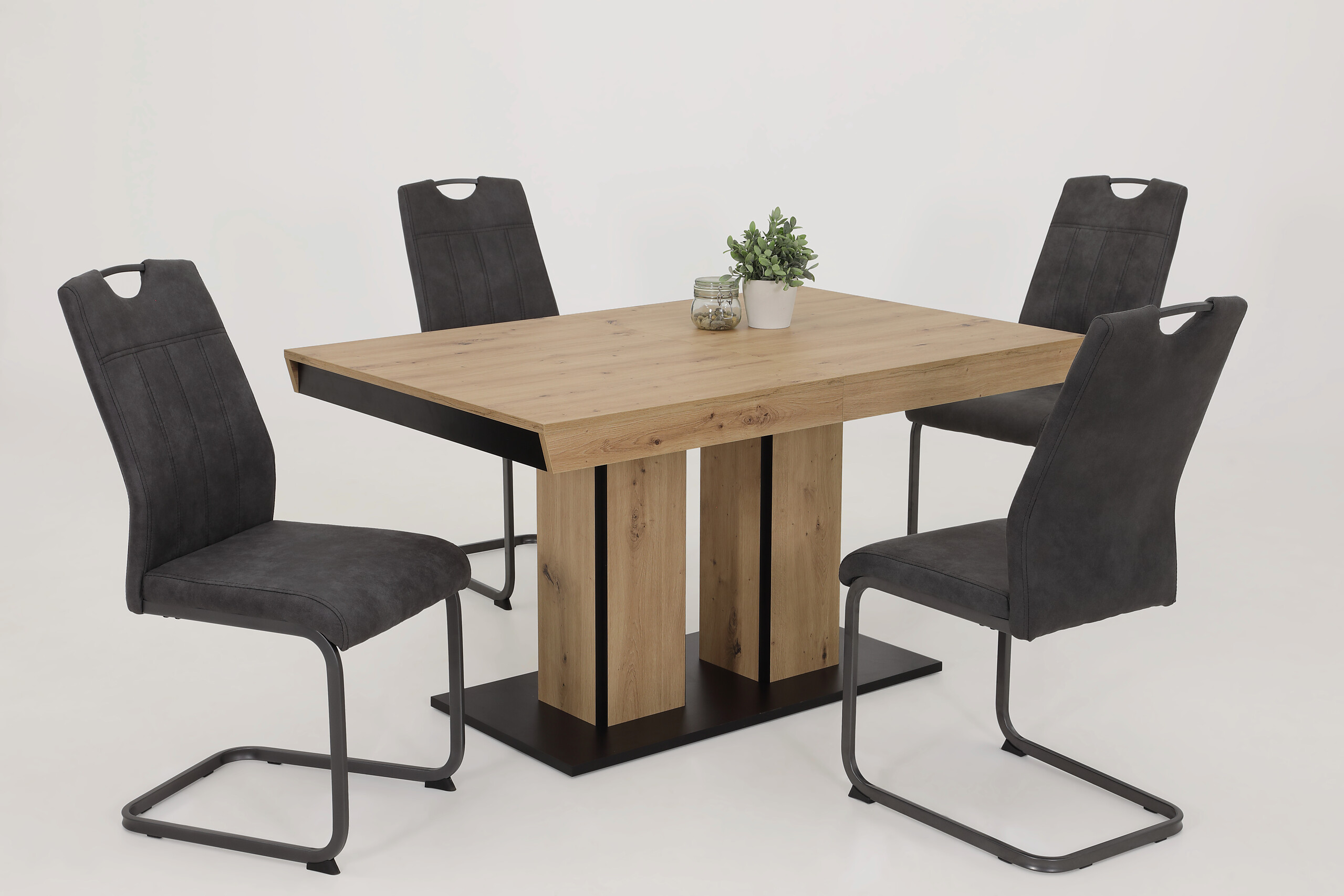 Essgruppe Agnes I Eiche anthrazit Holzwerkstoff B/H/T: ca. 220x76x90 cm