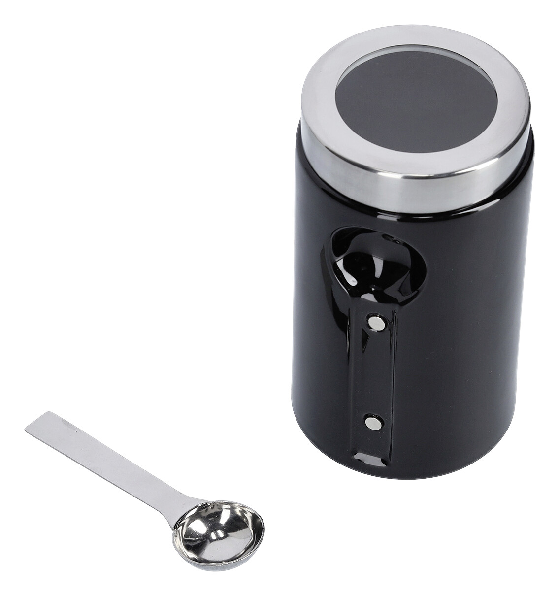 Zeller Vorratsdose mit Löffel schwarz Keramik B/H/L: ca. 11x19x11 cm