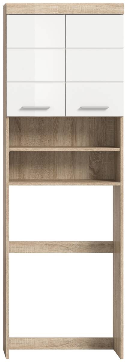 Waschmaschinenumbauschrank Lambada Eiche Sonoma Nachbildung weiß Hochglanz B/H/T: ca. 63x191x24 cm