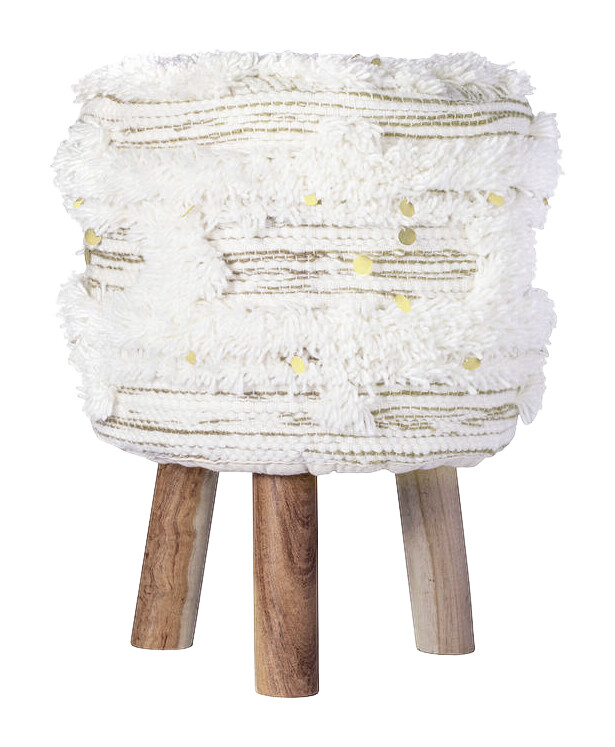 360 Living Hocker Bohist 400 creme khaki Baumwolle Baumwolle Holz H/D: ca. 50x38 cm