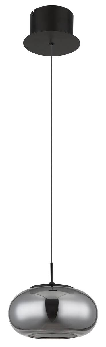 GLOBO LED-Pendelleuchte schwarz mattschwarz Rauch Glas Metall H/D: ca. 150x20 cm 1.0 Brennstellen