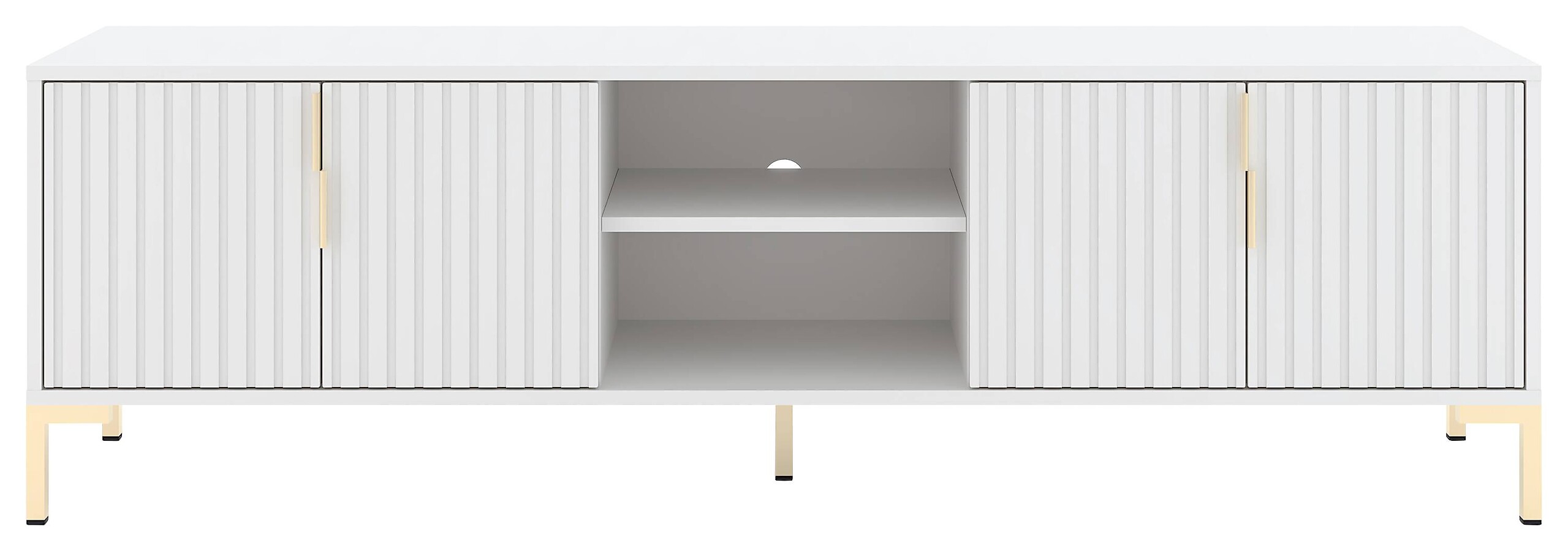 TV-Lowboard FLINN weiß matt gold Optik B/H/T: ca. 195x50x40 cm