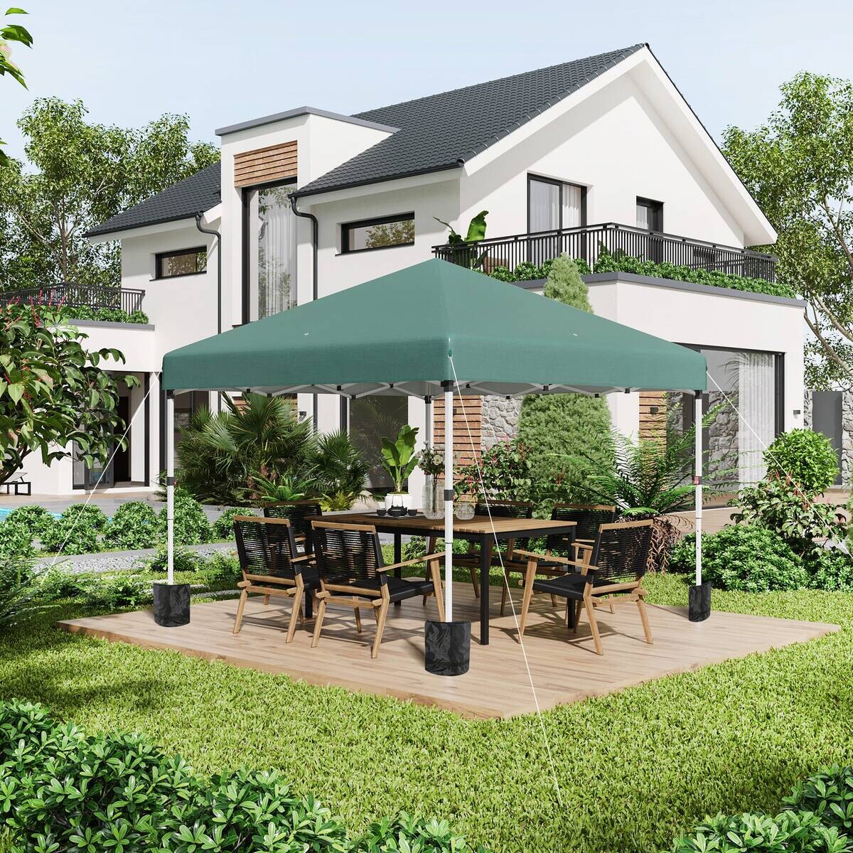 Outsunny Pavillon grün Polyester B/H/L: ca. 297x288x297 cm