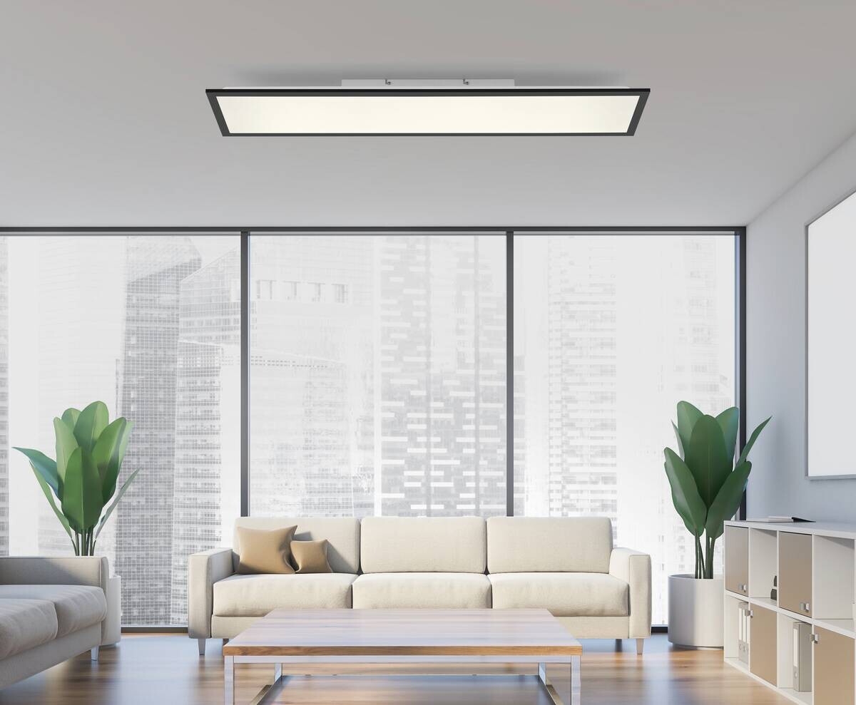 Just Light LED-Deckenleuchte Flat schwarz B/H/L: ca. 25x6,5x100 cm
