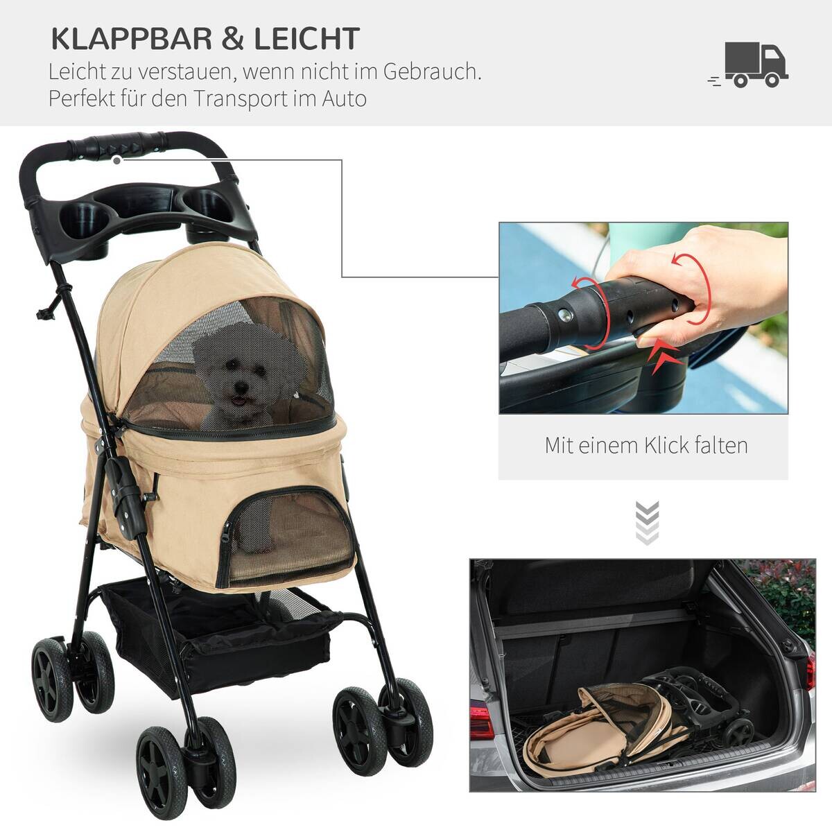 PawHut Hunde-Zubehör khaki Polyester B/H/L: ca. 45x67x96 cm