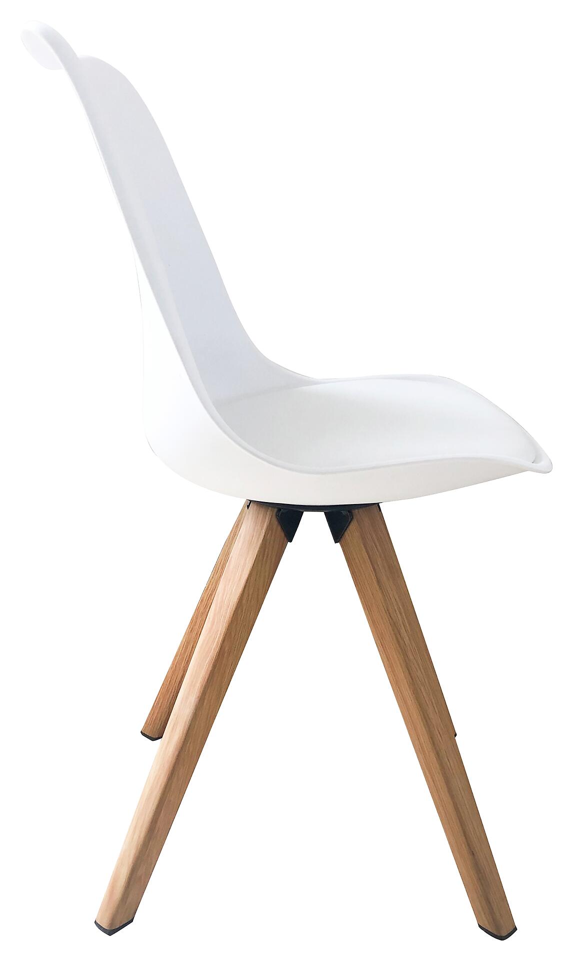 Stuhl KIRA  2er-Set weiß weiß Eiche Kunststoff Kunstleder Metall B/H/T: ca. 48x86x55,5 cm