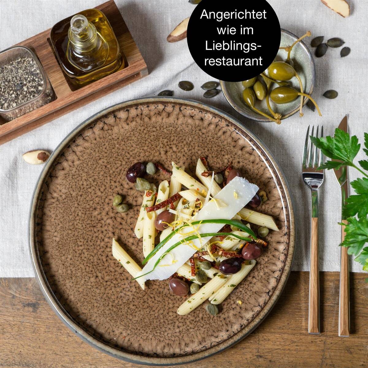 Moritz & Moritz Essteller flach beige Steinzeug D: ca. 27,5 cm