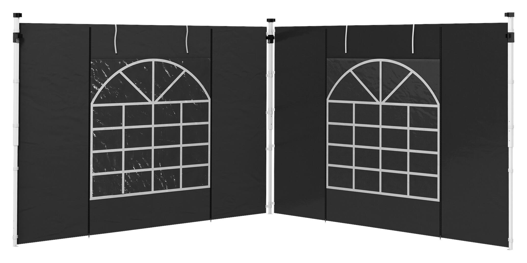 Outsunny Seitenteile für Pavillon schwarz Polyester B/H/L: ca. 295x195x0,01 cm