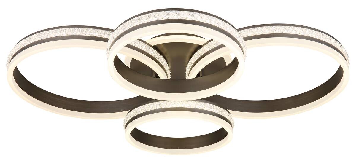 GLOBO LED-Deckenleuchte GROUNI klar titanfarbig Kunststoff Metall B/H/T: ca. 68,5x15x85 cm