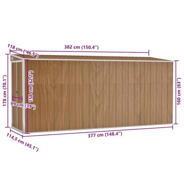 vidaXL Gartenhaus braun B/H/T: ca. 118x178x382 cm