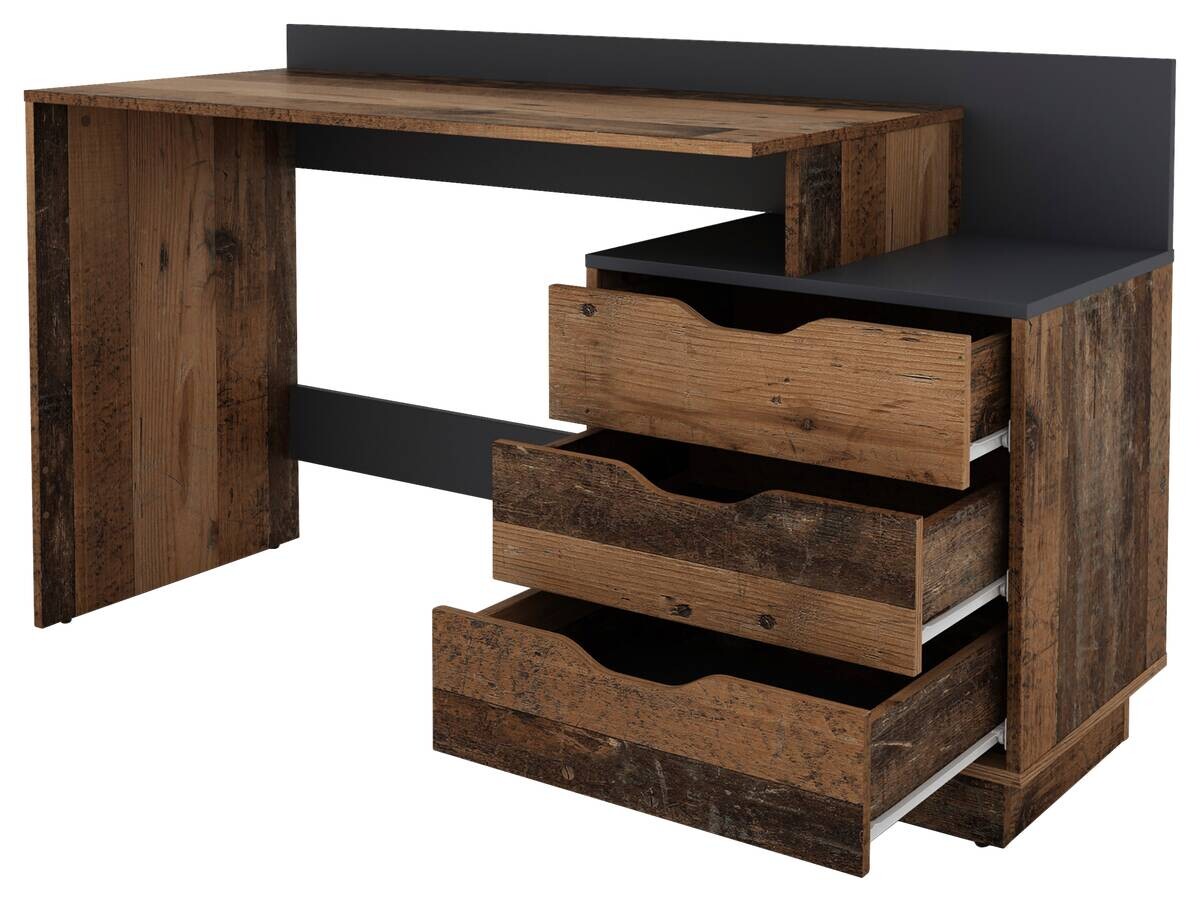 Schreibtisch BELFAST Eiche Old Wood Nachbildung anthrazit B/H/T: ca. 138x83,5x51,5 cm