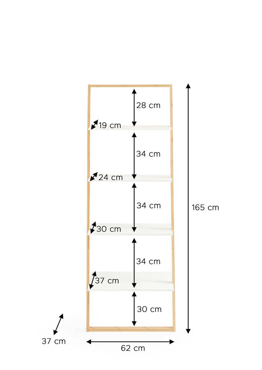Regal natur weiß B/H/T: ca. 61x164x37 cm