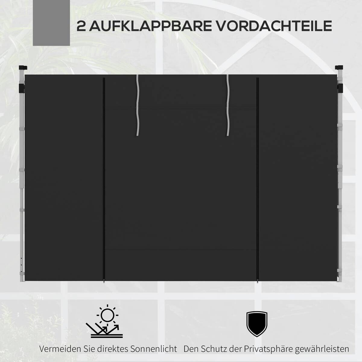 Outsunny Seitenteile für Pavillon schwarz Polyester B/H/L: ca. 295x195x0,01 cm