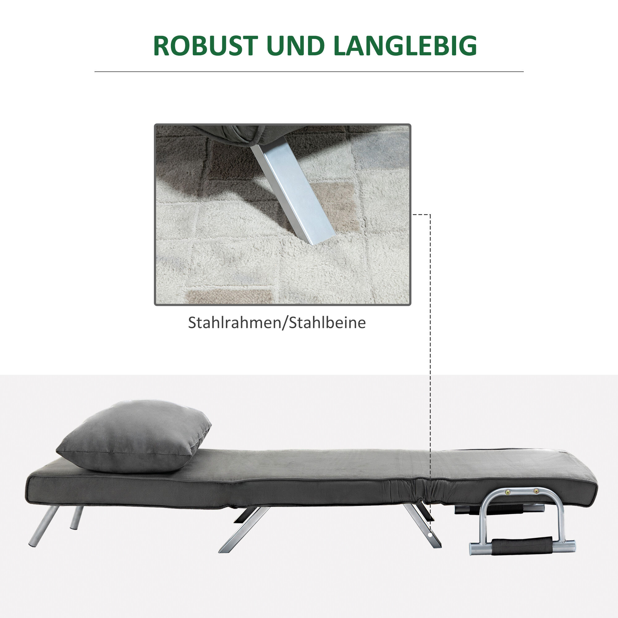 HOMCOM Schlafsofa 833-040 hellgrau Kunstleder B/H/T: ca. 65x80x69 cm