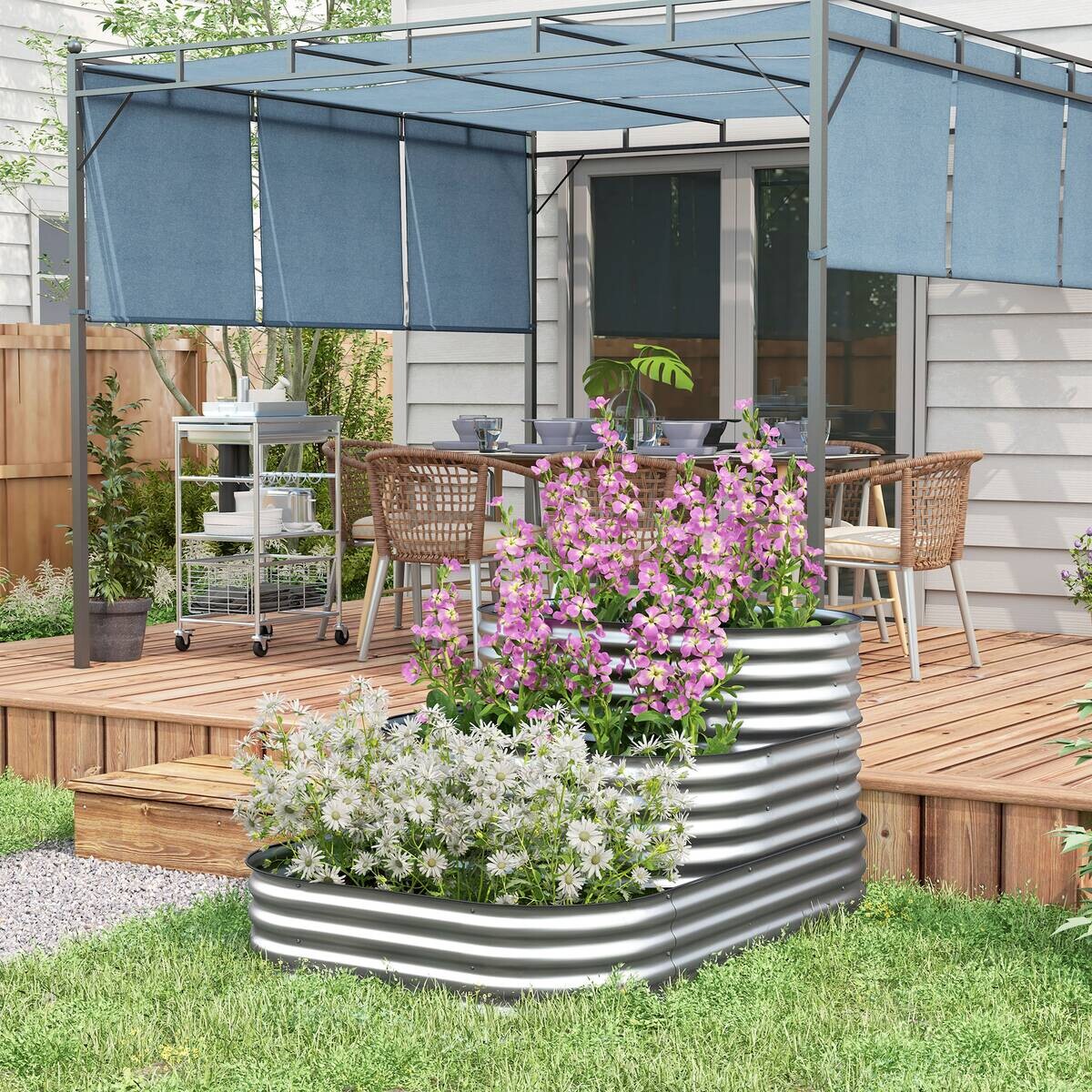 Outsunny Hochbeet silber Polypropylen B/H/L: ca. 109x158x82 cm