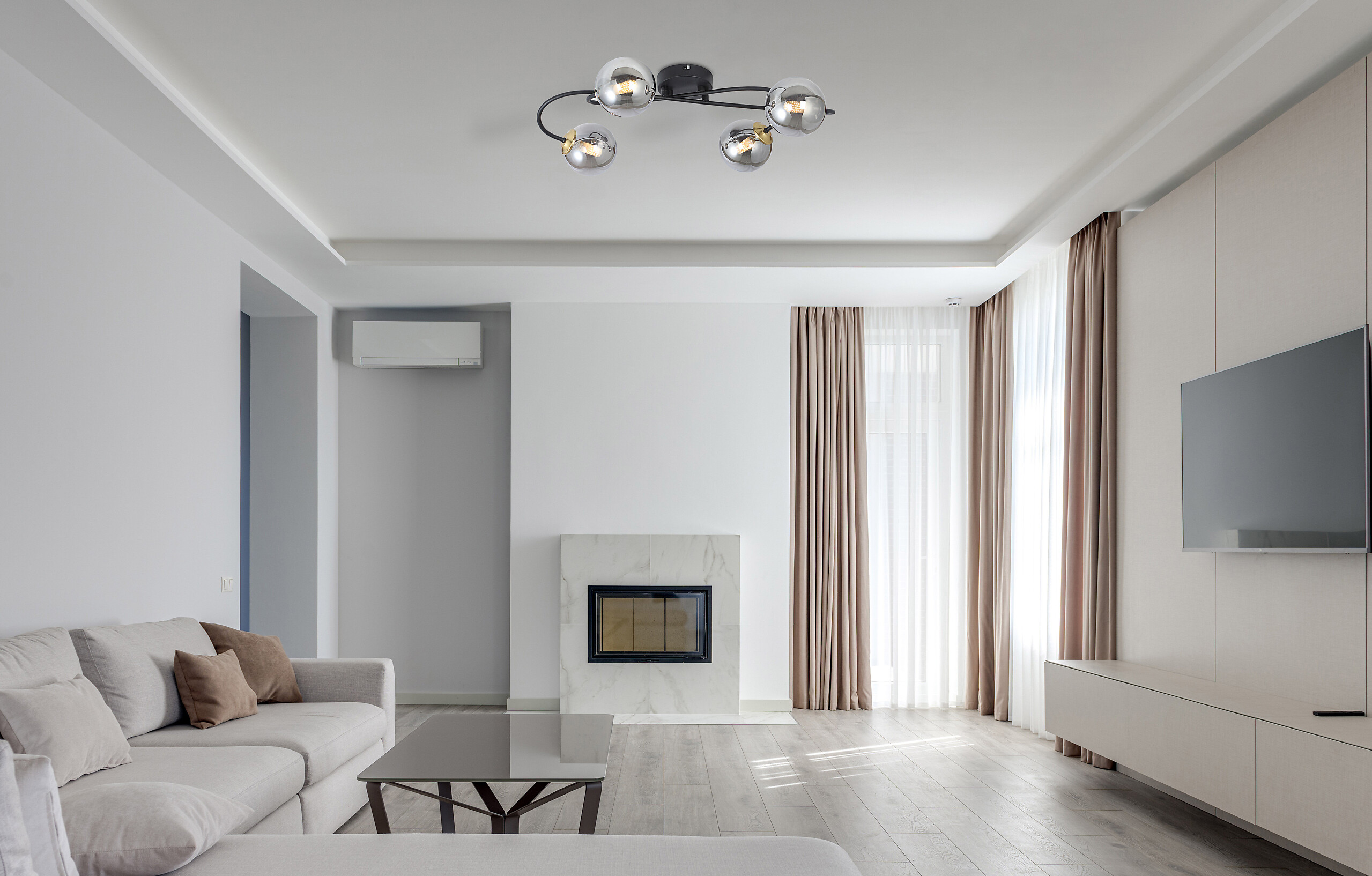 GLOBO Deckenleuchte 56136-4D schwarz Metall Glas B/H/T: ca. 30x15x53 cm G9 4 Brennstellen