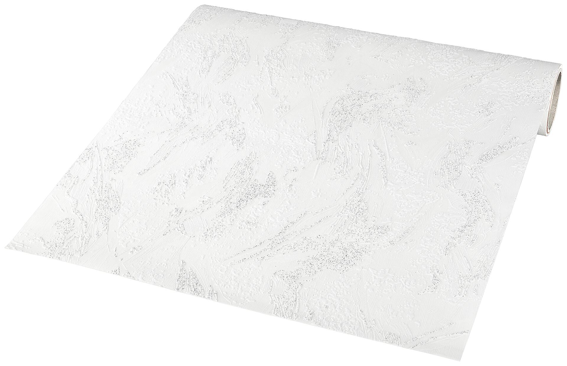 Vliestapete Glitzeroptik weiß B/L: ca. 53x1005 cm