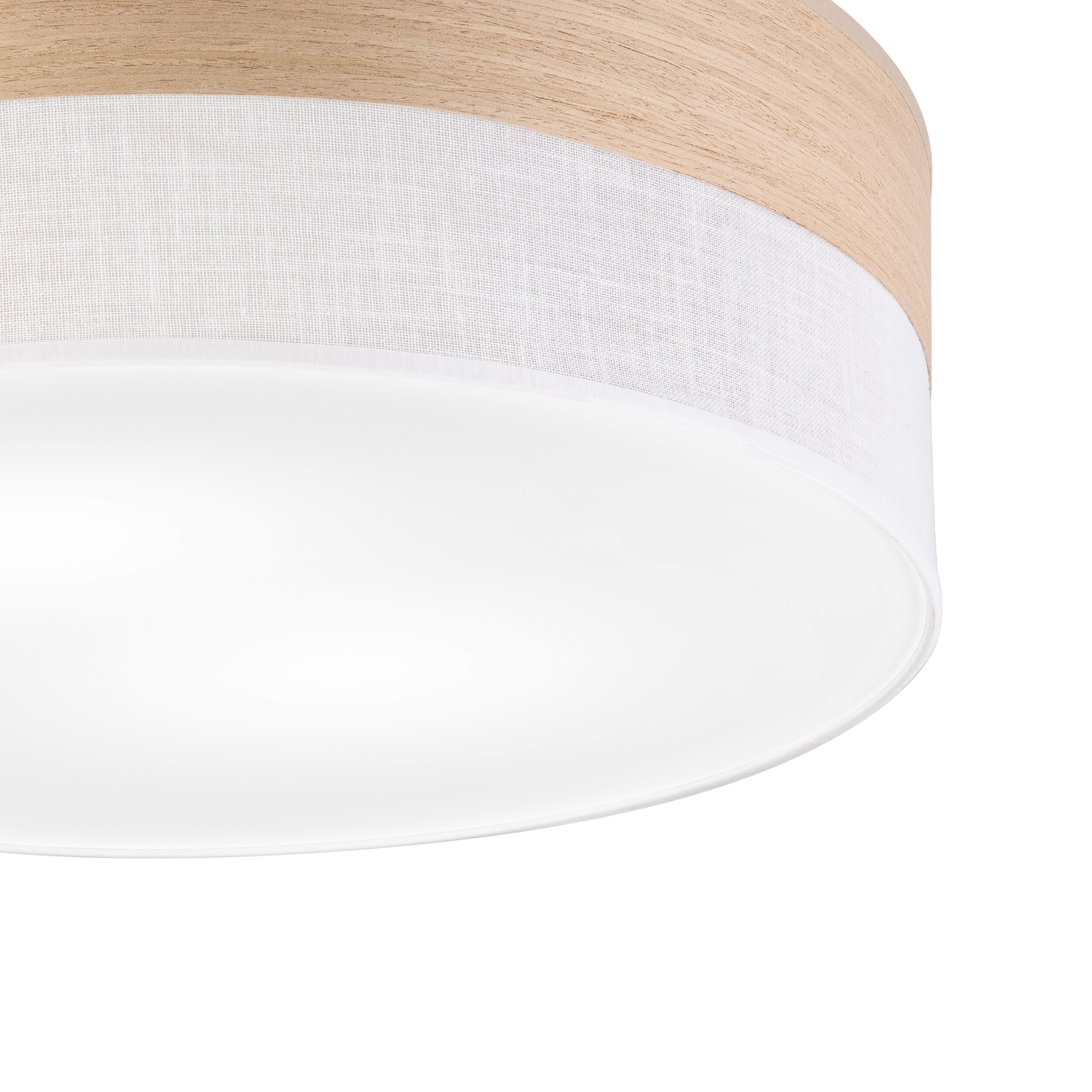 Lamkur Deckenleuchte Eiche weiß PVC Holz B/H/L: ca. 45x15x45 cm E27 2 Brennstellen