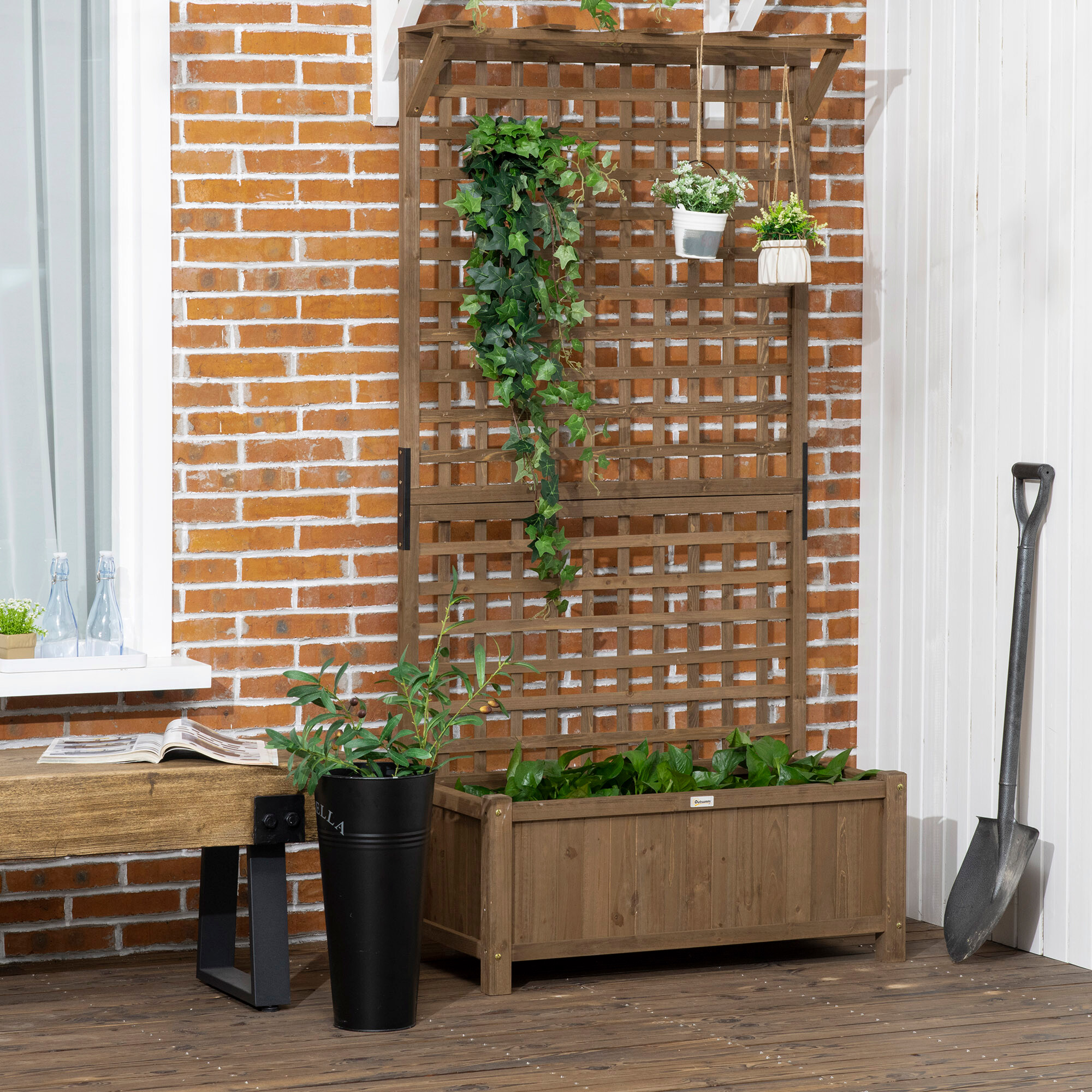 Outsunny Hochbeet kaffee Holz B/H/L: ca. 45x183x90 cm