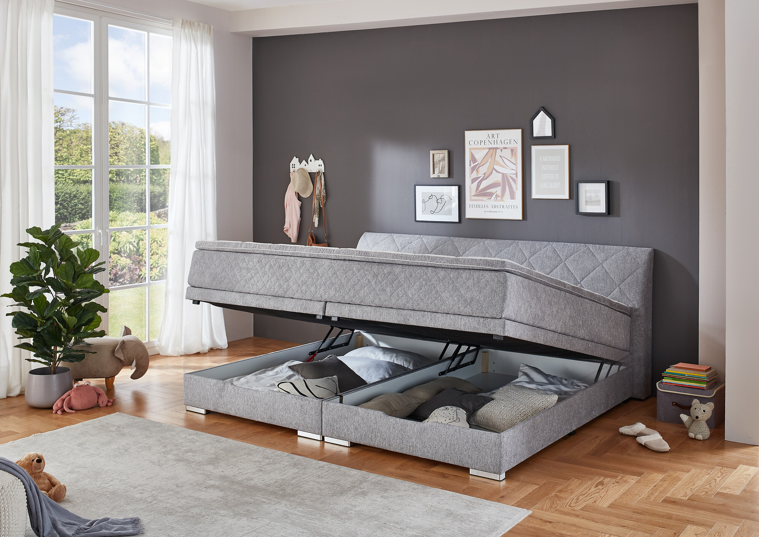 Familienboxbett Korfu silber Liegefläche B/L: ca. 240x200 cm