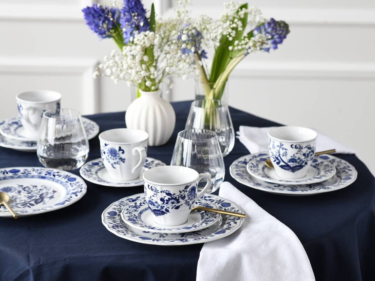 CreaTable Kombiservice Flora Zwiebelmuster weiß Porzellan 30 tlg.