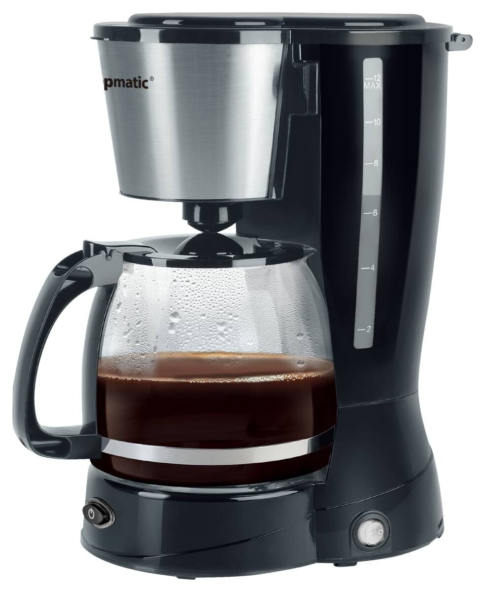 Topmatic Kaffeeautomat KM-800.1 schwarz stahlfarbig Kunststoff Edelstahl Glas B/H/T: ca. 15,6x31,6x25,2 cm