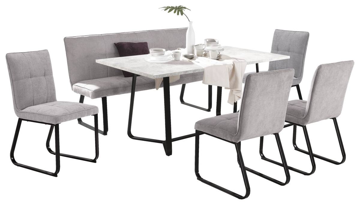 Stuhl TALEA 2er-Set hellgrau schwarz Webstoff Metall B/H/T: ca. 46x86x55 cm