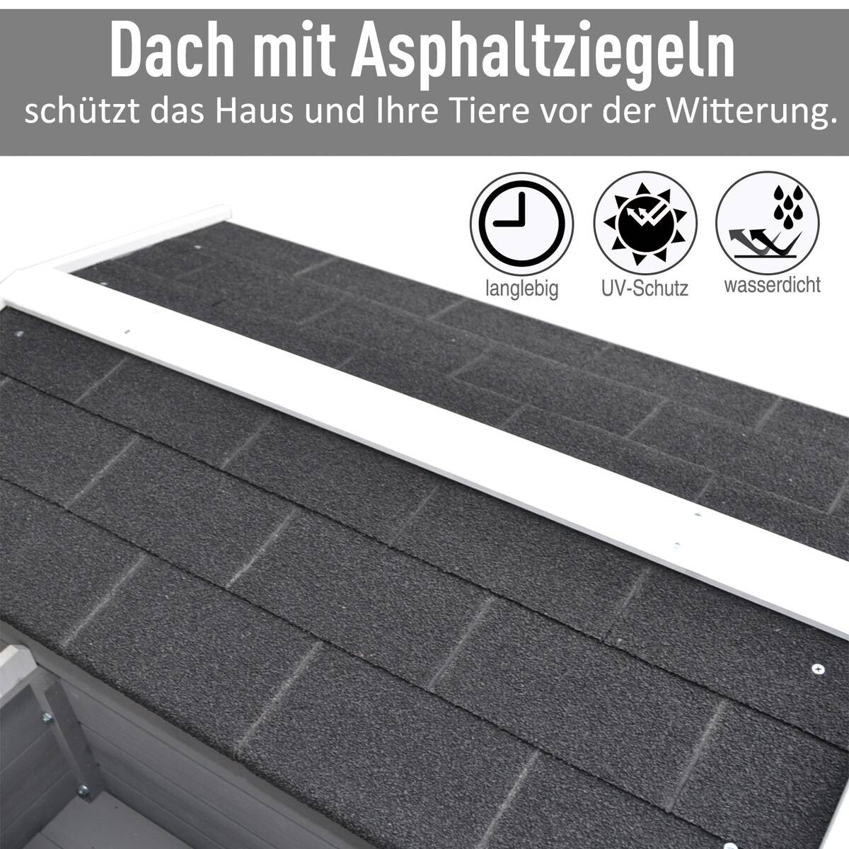 PawHut Katzenhaus grau Holz B/H/L: ca. 67x75x115 cm