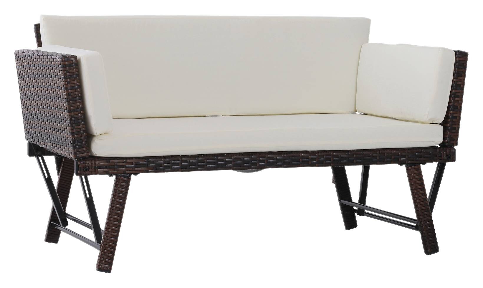 Outsunny Gartensofa braun Stahl B/H/L: ca. 66x67x129 cm