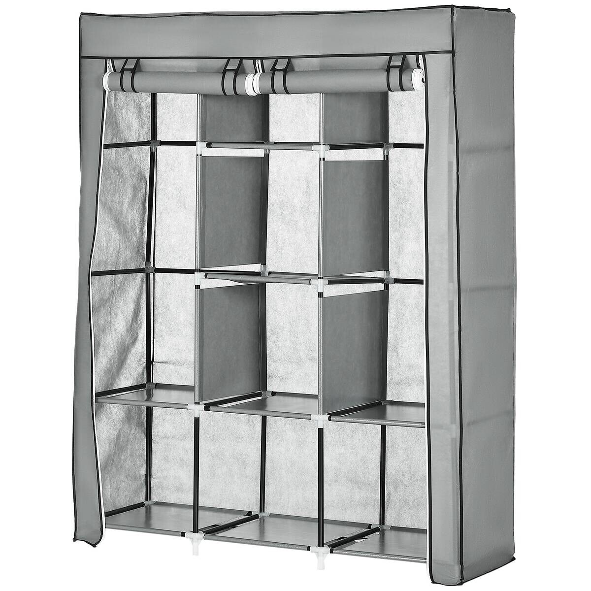 HOMCOM Kleiderschrank hellgrau Edelstahl B/H/L: ca. 43x125x162,5 cm