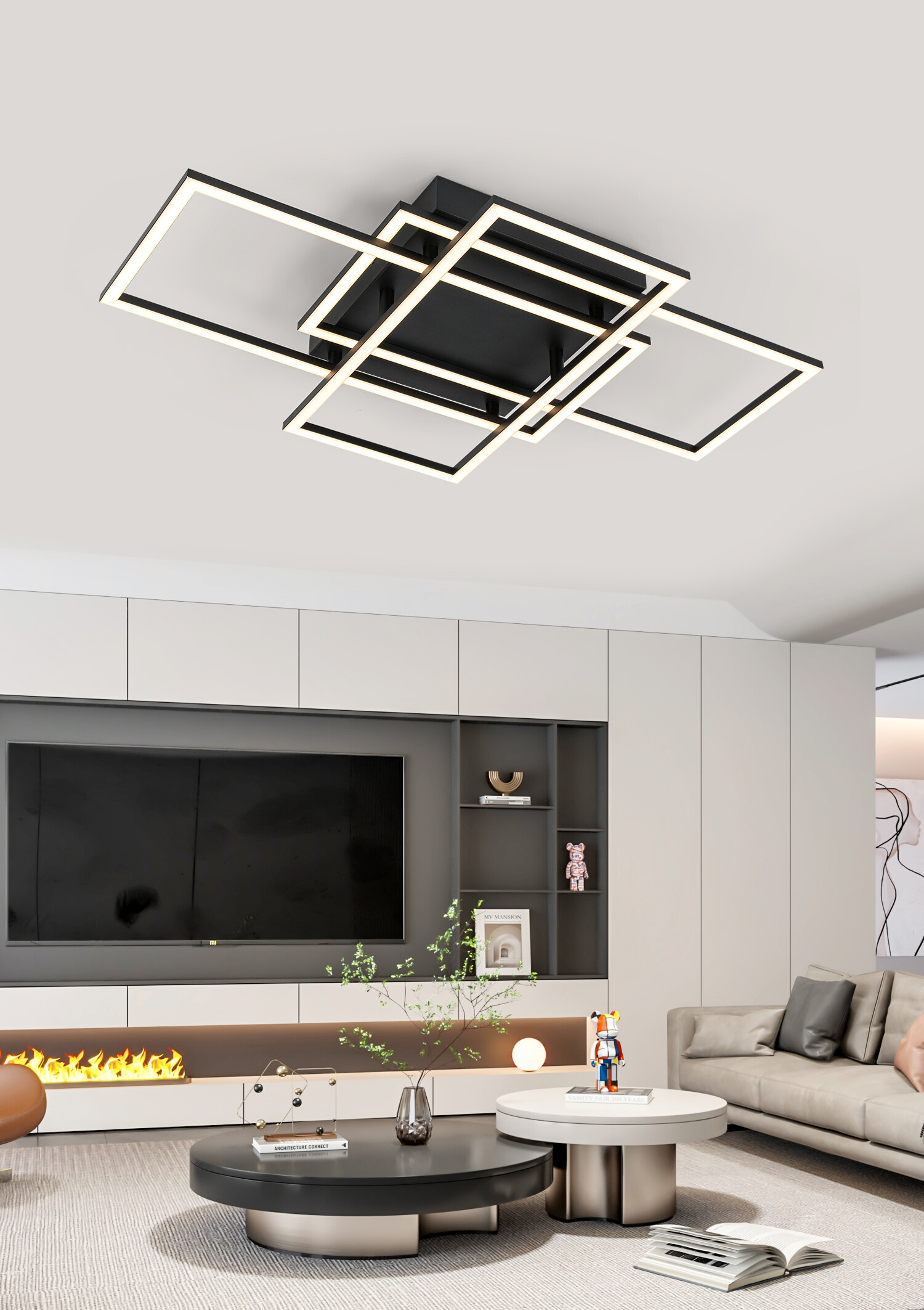 Nolo LED-Deckenleuchte Twin schwarz Metall B/H/L: ca. 36x9,1x58 cm