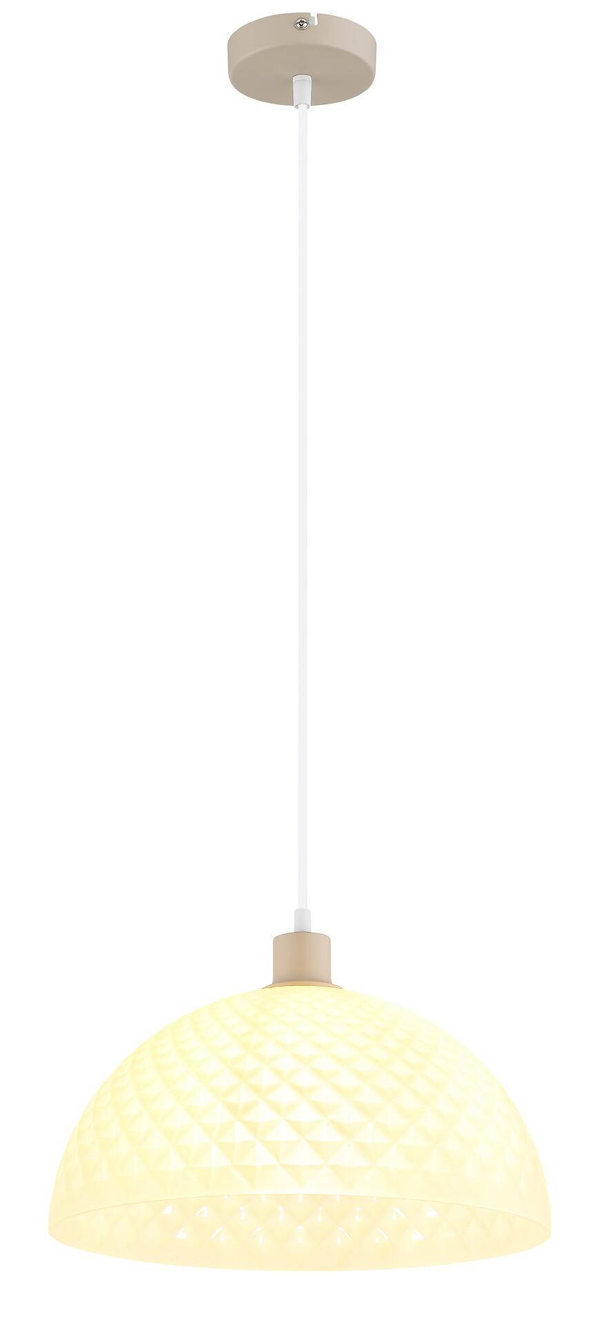 GLOBO Pendelleuchte weiß sand champagner Glas PVC Metall H/D: ca. 120x35 cm E27 1 Brennstellen