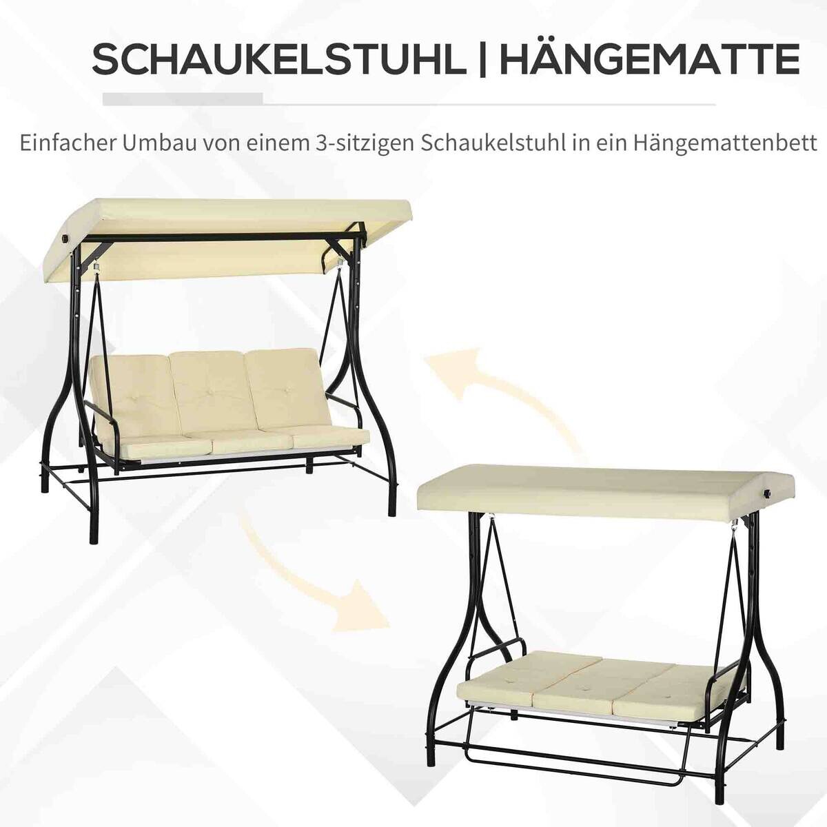 Outsunny Hollywoodschaukel beige Stahl B/H/L: ca. 117x175x195 cm