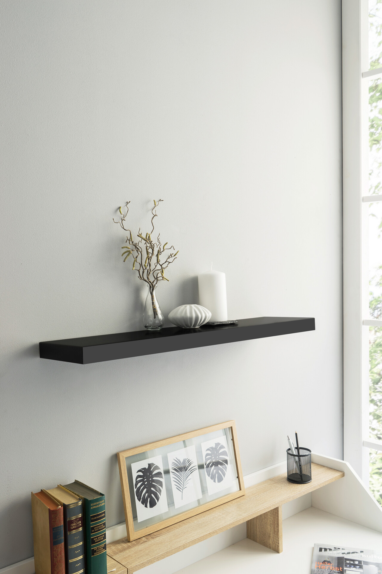 Wandboard Shelvy 80 schwarz B/H/T: ca. 80x4x24 cm