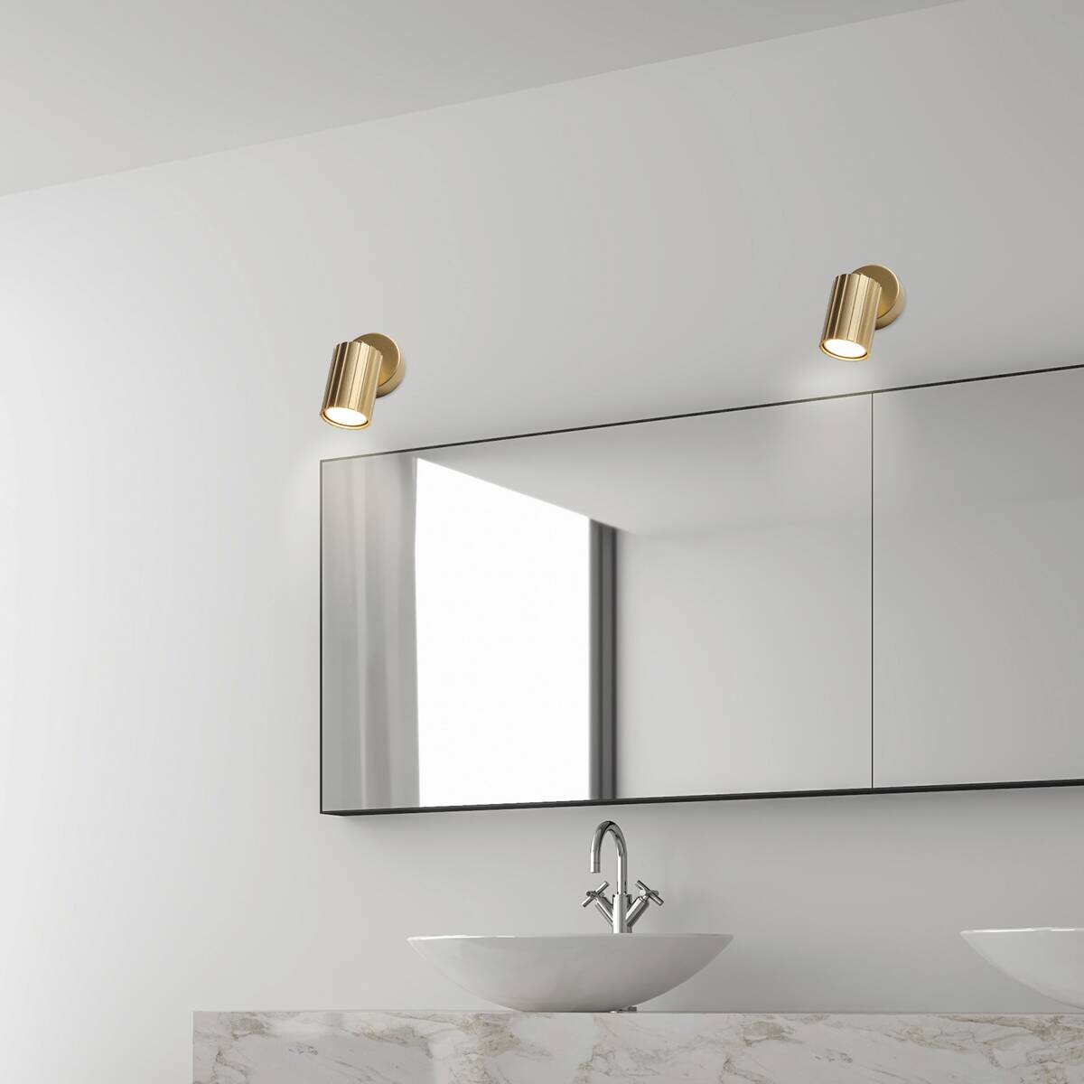 Lamkur Wandleuchte Prisma gold Stahl B/H/L: ca. 8x16x8 cm GU10 1 Brennstellen