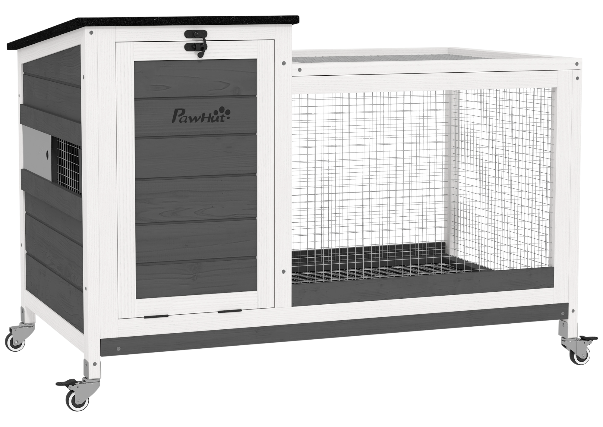 PawHut Kaninchenstall dunkelgrau Stahl B/H/L: ca. 52x67x92 cm