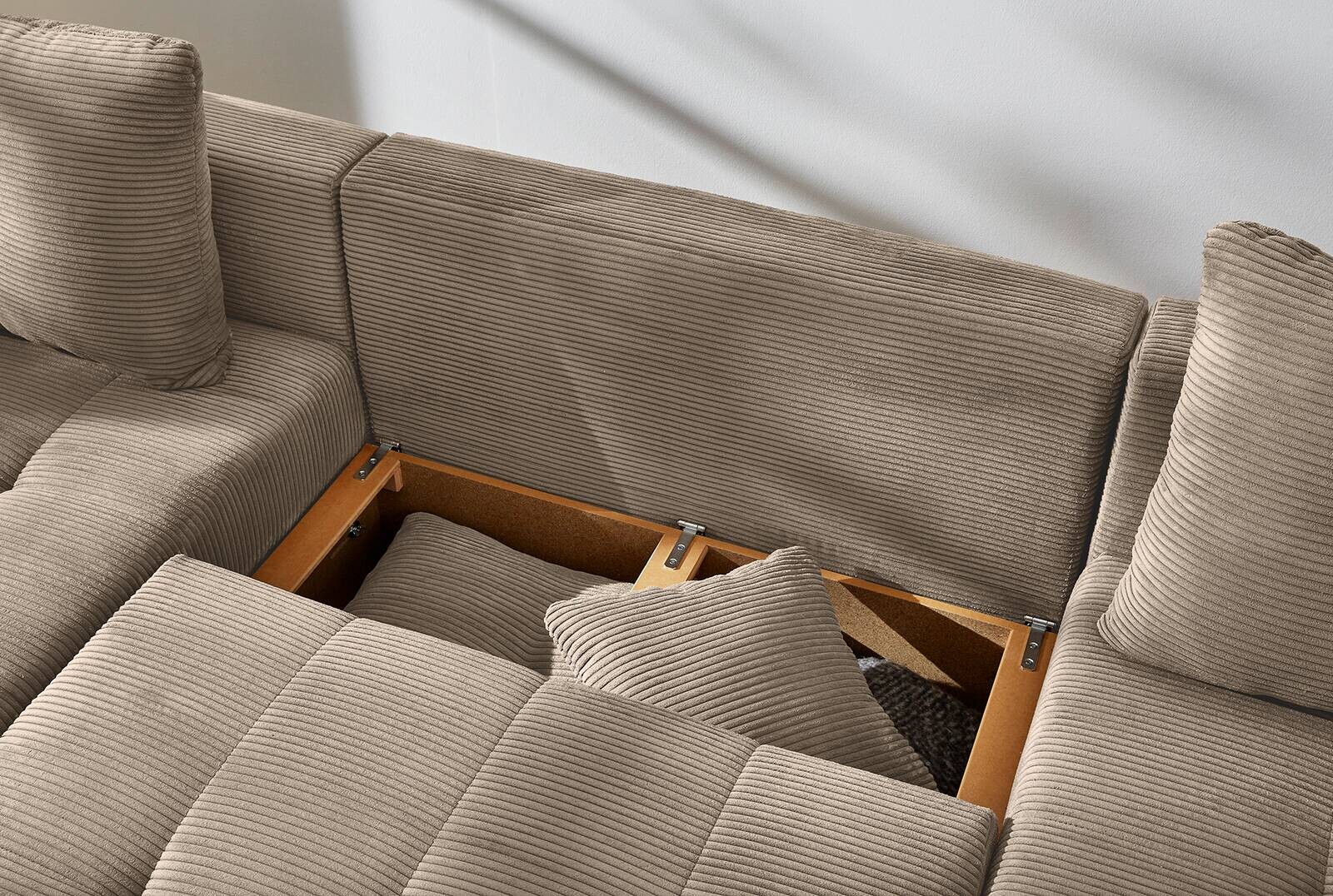 Wohnlandschaft taupe Microfaser B/H/T: ca. 313x92x200 cm